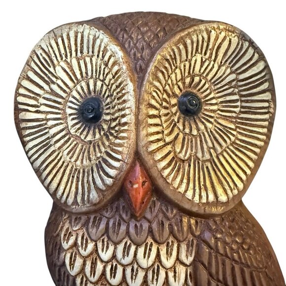 Vintage MCM Pair of Owls Wall Art 8" x 5.5" Molded Foam Looks Like Wood Lightwgt - Picture 4 of 5